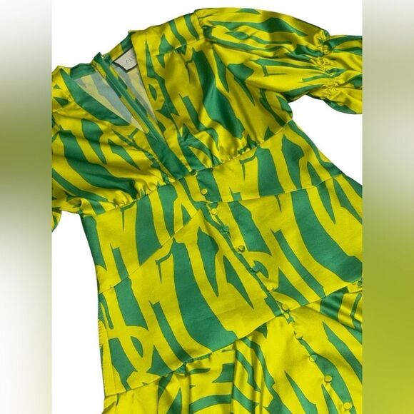 ALEXIS X REVOLVE green & yellow short sleeve Idun mini Dress in Citrus Gehry - Picture 4 of 9